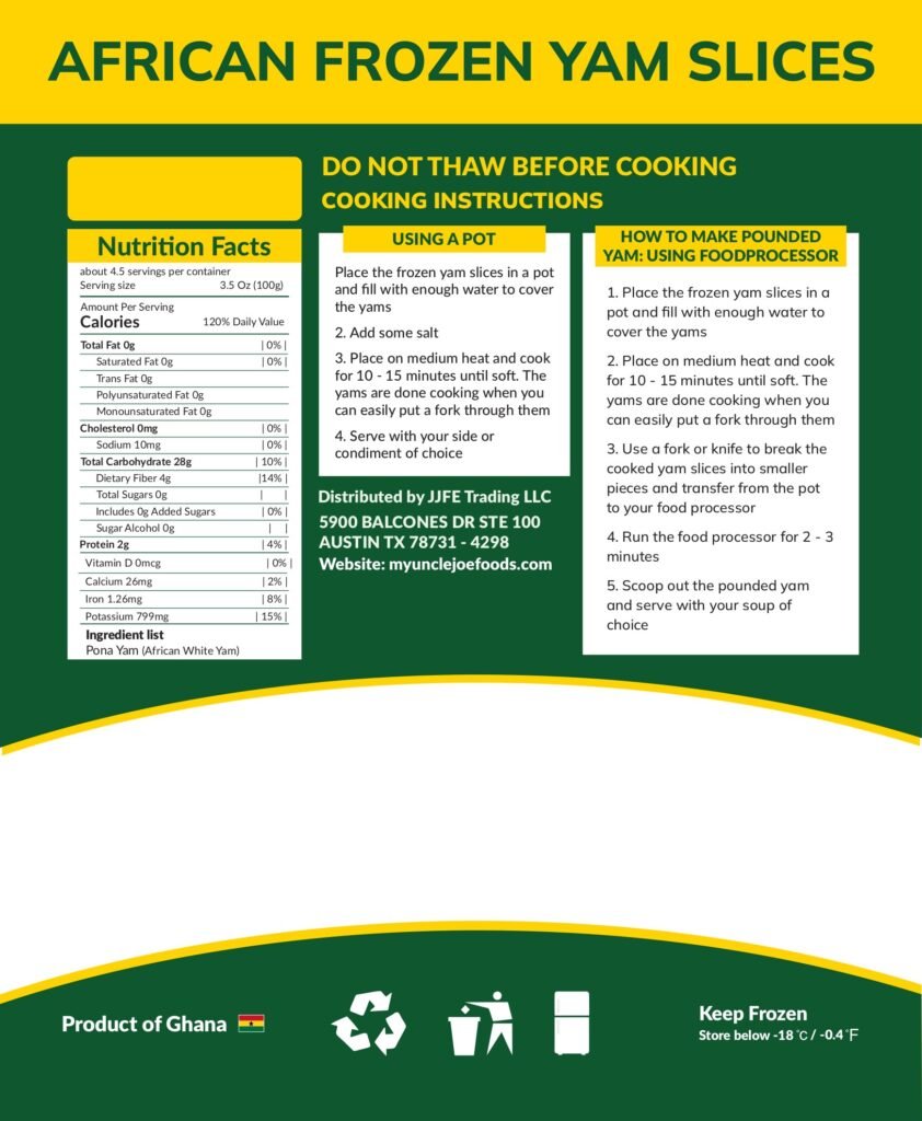 UNCLE JOE YAM FRIES (Nutritional facts)